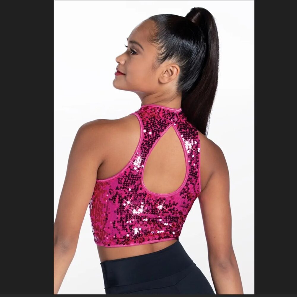 Balera Weismann Dance Costume Sequin Crop Top Pink Size Large - Picture 4 of 4